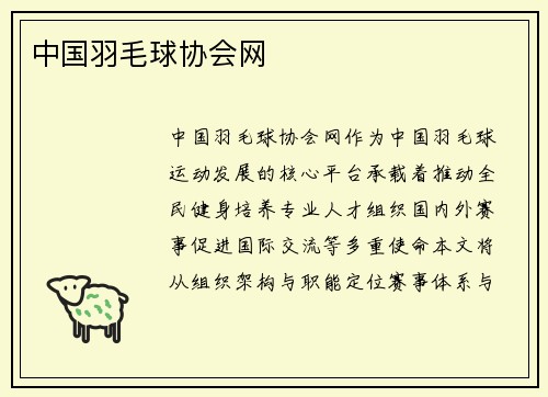 中国羽毛球协会网